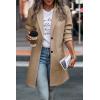 imagePRETTYGARDEN Women Plaid Shacket Jacket Trendy Fall Casual Button Wool Blend Tartan Trench Coat Winter Clothing with PocketsSolid Khaki