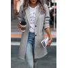 imagePRETTYGARDEN Women Plaid Shacket Jacket Trendy Fall Casual Button Wool Blend Tartan Trench Coat Winter Clothing with PocketsSolid Light Grey