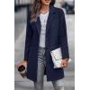 imagePRETTYGARDEN Women Plaid Shacket Jacket Trendy Fall Casual Button Wool Blend Tartan Trench Coat Winter Clothing with PocketsSolid Navy