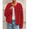 imagePRETTYGARDEN Womens 2025 Fall Fashion Clothes Trendy Fleece Sherpa Cropped Jackets Buttons Warm Casual Winter Faux Fur CoatsRed