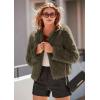 imagePRETTYGARDEN Womens 2025 Winter Coats Fleece Cropped Jacket Faux Fur Long Sleeve Pockets Shaggy Warm Outerwear Fall ClothesArmy Green