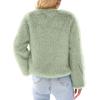 imagePRETTYGARDEN Womens 2025 Winter Coats Fleece Cropped Jacket Faux Fur Long Sleeve Pockets Shaggy Warm Outerwear Fall ClothesBean Green