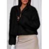 imagePRETTYGARDEN Womens 2025 Winter Coats Fluffy Cropped Faux Fur Jacket Long Sleeve Open Front Shaggy Outerwear Trendy ClothesBlack
