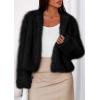 imagePRETTYGARDEN Womens 2025 Winter Coats Fluffy Cropped Faux Fur Jacket Long Sleeve Open Front Shaggy Outerwear Trendy ClothesBlack