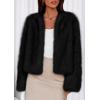 imagePRETTYGARDEN Womens 2025 Winter Coats Fluffy Cropped Faux Fur Jacket Long Sleeve Open Front Shaggy Outerwear Trendy ClothesBlack