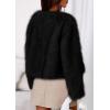 imagePRETTYGARDEN Womens 2025 Winter Coats Fluffy Cropped Faux Fur Jacket Long Sleeve Open Front Shaggy Outerwear Trendy ClothesBlack