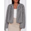 imagePRETTYGARDEN Womens 2025 Winter Coats Fluffy Cropped Faux Fur Jacket Long Sleeve Open Front Shaggy Outerwear Trendy ClothesGrey