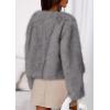 imagePRETTYGARDEN Womens 2025 Winter Coats Fluffy Cropped Faux Fur Jacket Long Sleeve Open Front Shaggy Outerwear Trendy ClothesGrey