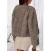 imagePRETTYGARDEN Womens 2025 Winter Coats Fluffy Cropped Faux Fur Jacket Long Sleeve Open Front Shaggy Outerwear Trendy ClothesTaupe