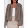 imagePRETTYGARDEN Womens 2025 Winter Coats Fluffy Cropped Faux Fur Jacket Long Sleeve Open Front Shaggy Outerwear Trendy ClothesTaupe