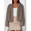 imagePRETTYGARDEN Womens 2025 Winter Coats Fluffy Cropped Faux Fur Jacket Long Sleeve Open Front Shaggy Outerwear Trendy ClothesTaupe