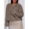 imagePRETTYGARDEN Womens 2025 Winter Coats Fluffy Cropped Faux Fur Jacket Long Sleeve Open Front Shaggy Outerwear Trendy ClothesTaupe