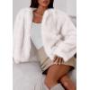 imagePRETTYGARDEN Womens 2025 Winter Coats Fluffy Cropped Faux Fur Jacket Long Sleeve Open Front Shaggy Outerwear Trendy ClothesWhite