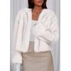 imagePRETTYGARDEN Womens 2025 Winter Coats Fluffy Cropped Faux Fur Jacket Long Sleeve Open Front Shaggy Outerwear Trendy ClothesWhite