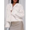 imagePRETTYGARDEN Womens 2025 Winter Coats Fluffy Cropped Faux Fur Jacket Long Sleeve Open Front Shaggy Outerwear Trendy ClothesWhite