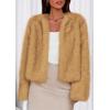 imagePRETTYGARDEN Womens 2025 Winter Coats Fluffy Cropped Faux Fur Jacket Long Sleeve Open Front Shaggy Outerwear Trendy ClothesYellow