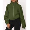 imagePRETTYGARDEN Womens 2025 Winter Fleece Sherpa Jacket Trendy Long Sleeve Zip Up Cropped Warm Coat Fall Fashion Workout ClothesArmy Green