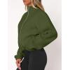 imagePRETTYGARDEN Womens 2025 Winter Fleece Sherpa Jacket Trendy Long Sleeve Zip Up Cropped Warm Coat Fall Fashion Workout ClothesArmy Green