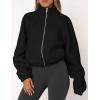 imagePRETTYGARDEN Womens 2025 Winter Fleece Sherpa Jacket Trendy Long Sleeve Zip Up Cropped Warm Coat Fall Fashion Workout ClothesBlack