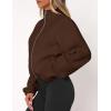 imagePRETTYGARDEN Womens 2025 Winter Fleece Sherpa Jacket Trendy Long Sleeve Zip Up Cropped Warm Coat Fall Fashion Workout ClothesBrown