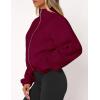 imagePRETTYGARDEN Womens 2025 Winter Fleece Sherpa Jacket Trendy Long Sleeve Zip Up Cropped Warm Coat Fall Fashion Workout ClothesBurgundy