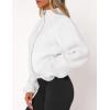 imagePRETTYGARDEN Womens 2025 Winter Fleece Sherpa Jacket Trendy Long Sleeve Zip Up Cropped Warm Coat Fall Fashion Workout ClothesWhite