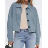 imagePRETTYGARDEN Womens Faux Suede Cropped Jacket Casual Lightweight Fall Fashion 2025 Winter Coats Outerwear Trendy ClothesLight Blue
