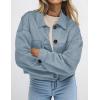 imagePRETTYGARDEN Womens Faux Suede Cropped Jacket Casual Lightweight Fall Fashion 2025 Winter Coats Outerwear Trendy ClothesLight Blue