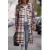 imagePRETTYGARDEN Womens Plaid Shacket Jacket Fall Fashion 2025 Long Sleeve Button Up Flannel Shirt Winter Clothing Woolen CoatsPink