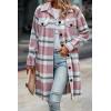 imagePRETTYGARDEN Womens Plaid Shacket Jacket Fall Fashion 2025 Long Sleeve Button Up Flannel Shirt Winter Clothing Woolen CoatsPlaid Pink