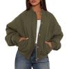 imagePRETTYGARDEN Womens Quilted Bomber Jacket Fall Fashion 2025 Lightweight Cropped Zip up Outerwear Winter Puffer Coats PocketsArmy Green