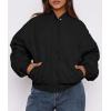 imagePRETTYGARDEN Womens Quilted Bomber Jacket Fall Fashion 2025 Lightweight Cropped Zip up Outerwear Winter Puffer Coats PocketsBlack