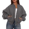imagePRETTYGARDEN Womens Quilted Bomber Jacket Fall Fashion 2025 Lightweight Cropped Zip up Outerwear Winter Puffer Coats PocketsDark Grey