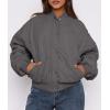 imagePRETTYGARDEN Womens Quilted Bomber Jacket Fall Fashion 2025 Lightweight Cropped Zip up Outerwear Winter Puffer Coats PocketsDark Grey