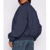 imagePRETTYGARDEN Womens Quilted Bomber Jacket Fall Fashion 2025 Lightweight Cropped Zip up Outerwear Winter Puffer Coats PocketsNavy Blue