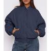 imagePRETTYGARDEN Womens Quilted Bomber Jacket Fall Fashion 2025 Lightweight Cropped Zip up Outerwear Winter Puffer Coats PocketsNavy Blue