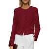 imagePRETTYGARDEN Women Blazers Business Casual Outfits 2025 Fall Fashion Long Sleeve Professional Office Work Suit Jacket ClothesWine Red