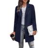 imagePRETTYGARDEN Women Plaid Shacket Jacket Trendy Fall Casual Button Wool Blend Tartan Trench Coat Winter Clothing with PocketsSolid Navy