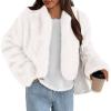 imagePRETTYGARDEN Womens 2025 Winter Coats Fluffy Cropped Faux Fur Jacket Long Sleeve Open Front Shaggy Outerwear Trendy ClothesWhite