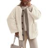imagePRETTYGARDEN Womens 2025 Winter Coats Long Sleeve Button up Fuzzy Sherpa Fleece Jackets Outerwear Fall Fashion ClothesBeige