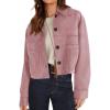 imagePRETTYGARDEN Womens Faux Suede Cropped Jacket Casual Lightweight Fall Fashion 2025 Winter Coats Outerwear Trendy ClothesPink