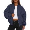 imagePRETTYGARDEN Womens Quilted Bomber Jacket Fall Fashion 2025 Lightweight Cropped Zip up Outerwear Winter Puffer Coats PocketsNavy Blue