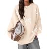 imagePRETTYGARDEN Fall Long Sleeve Pullover Sweaters for Women 2025 Trendy Crewneck Casual Cute Bow Chunky Knit Oversized SweaterApricot