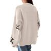 imagePRETTYGARDEN Fall Long Sleeve Pullover Sweaters for Women 2025 Trendy Crewneck Casual Cute Bow Chunky Knit Oversized SweaterBeige