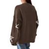 imagePRETTYGARDEN Fall Long Sleeve Pullover Sweaters for Women 2025 Trendy Crewneck Casual Cute Bow Chunky Knit Oversized SweaterBrown