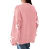 imagePRETTYGARDEN Fall Long Sleeve Pullover Sweaters for Women 2025 Trendy Crewneck Casual Cute Bow Chunky Knit Oversized SweaterLight Pink