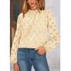 imagePRETTYGARDEN Tops for Women Trendy 2025 Fall Long Sleeve Blouses Dressy Casual Embroidered Eyelet Shirts Going Out OutfitsBeige Yellow