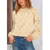 imagePRETTYGARDEN Tops for Women Trendy 2025 Fall Long Sleeve Blouses Dressy Casual Embroidered Eyelet Shirts Going Out OutfitsBeige Yellow