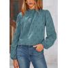 imagePRETTYGARDEN Tops for Women Trendy 2025 Fall Long Sleeve Blouses Dressy Casual Embroidered Eyelet Shirts Going Out OutfitsBlue Grey