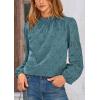 imagePRETTYGARDEN Tops for Women Trendy 2025 Fall Long Sleeve Blouses Dressy Casual Embroidered Eyelet Shirts Going Out OutfitsBlue Grey
